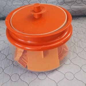 Vintage Tupperware Orange Kitchen Storage Container With Cookie Cutters